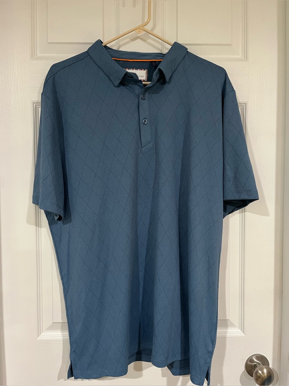 Modern Ambition Polo Mens XL Blue PerformancePatterned/Cotton Short Sleeve Shirt